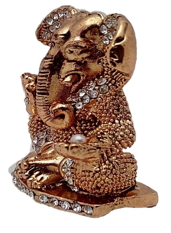 GCT Lord Ganesh Idol Ganesha Statue Ganpati Vinayaka Murti (B-42) Antique Gold Metal Statue for Home Décor Car Dashboard Mandir Pooja Murti Temple Puja Office Table Showpiece - Image 3